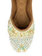 Desi Colour Women Indian Ethnic Footwear-Sea Green Criss Cross-1 | Grocsy