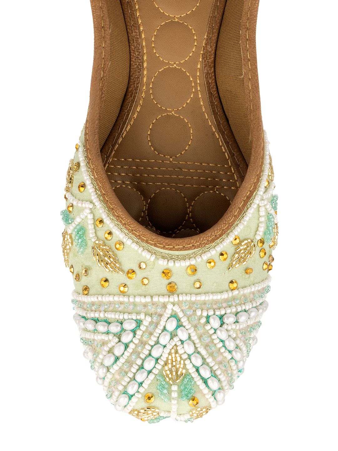 Desi Colour Women Indian Ethnic Footwear-Sea Green Criss Cross-1 | Grocsy