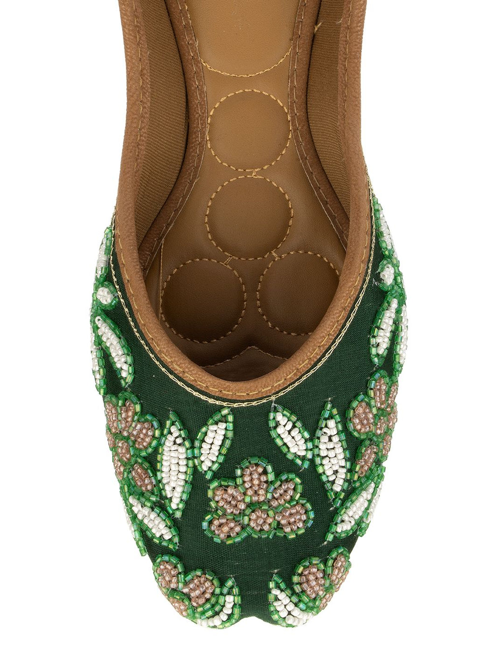 Desi Colour Women Indian Ethnic Footwear-Green Emb | Grocsy