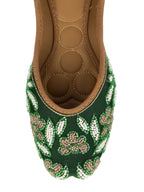 Desi Colour Women Indian Ethnic Footwear-Green Emb | Grocsy