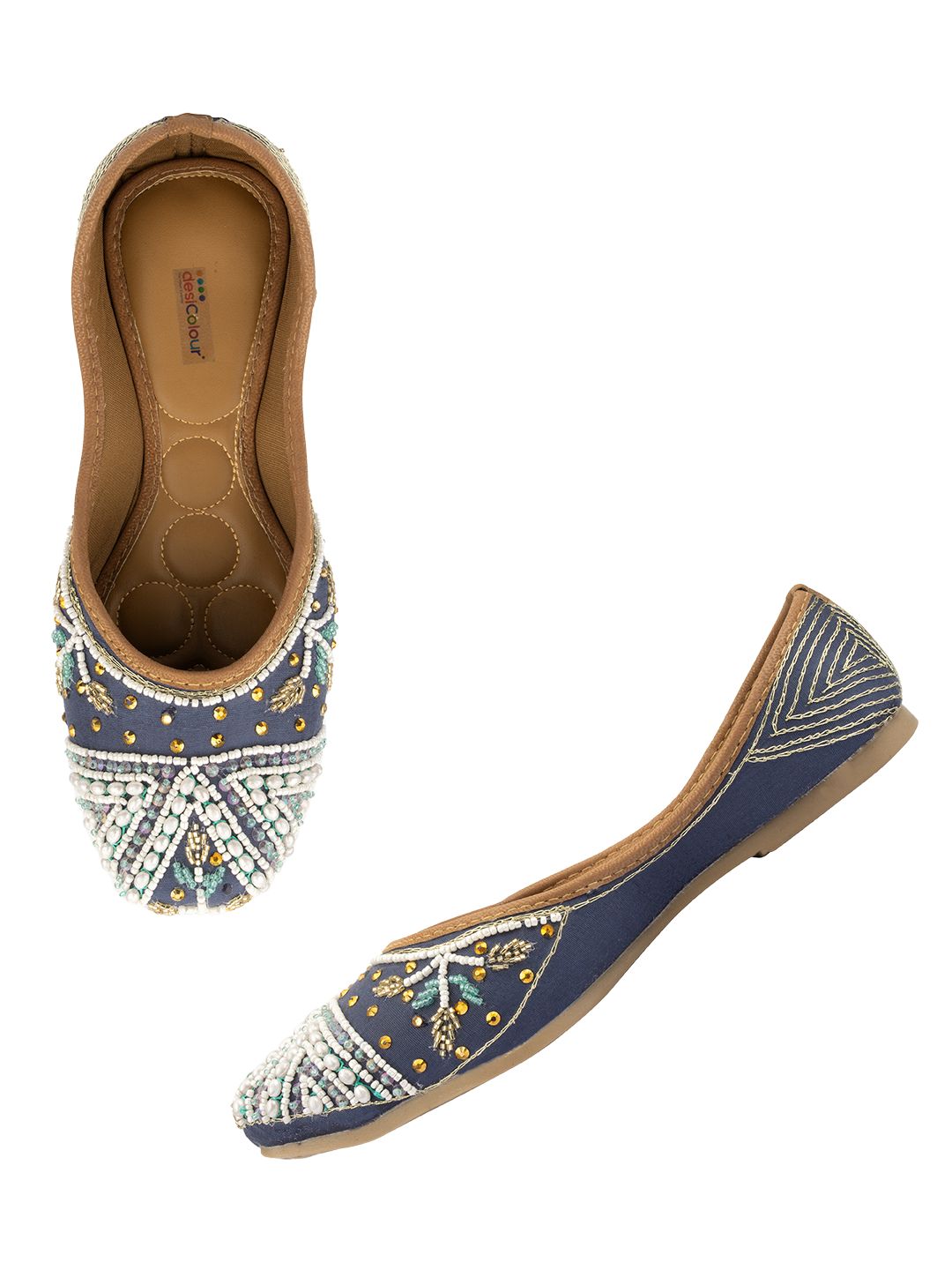Desi Colour Women Indian Ethnic Footwear-NAVY Blue Criss Cross 1 | Grocsy