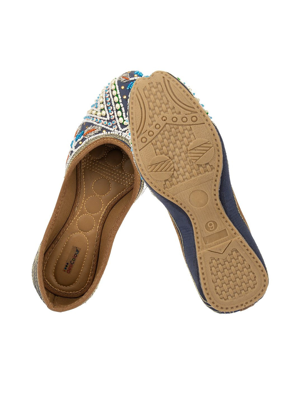 Desi Colour Women Indian Ethnic Footwear-Navy Blue Criss Cross | Grocsy