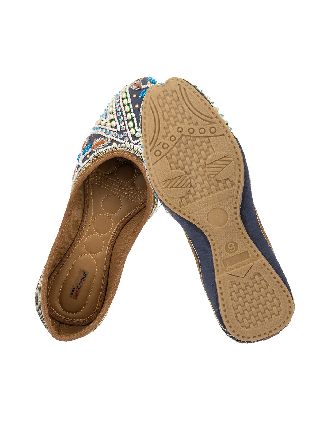 Desi Colour Women Indian Ethnic Footwear-Navy Blue Criss Cross | Grocsy