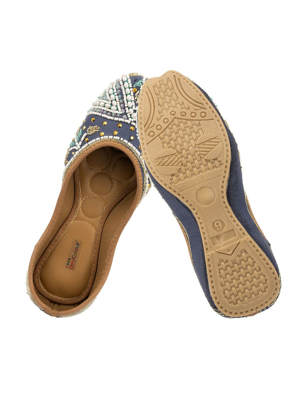 Desi Colour Women Indian Ethnic Footwear-NAVY Blue Criss Cross 1 | Grocsy