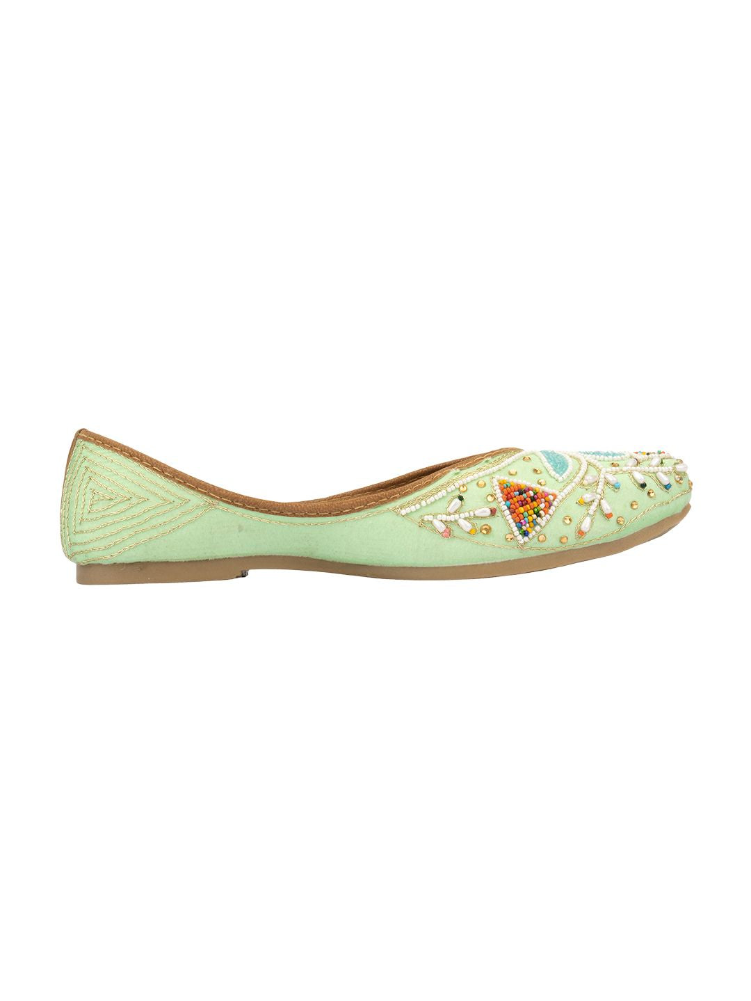 Desi Colour Women Indian Ethnic Footwear-Sea Green Vase | Grocsy