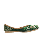 Desi Colour Women Indian Ethnic Footwear-Green Emb | Grocsy
