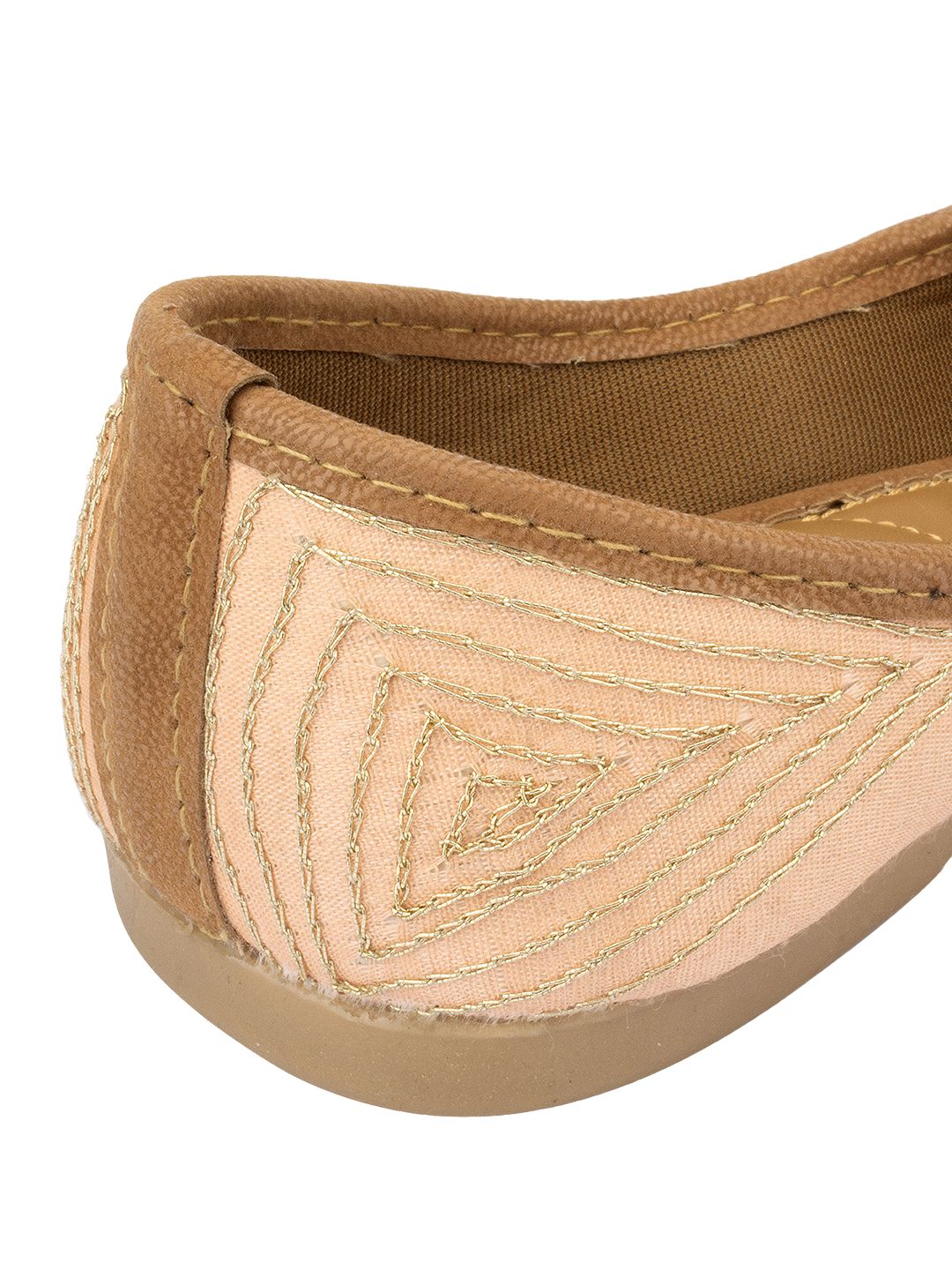 Desi Colour Women Indian Ethnic Footwear-Peach Circle Pearl | Grocsy