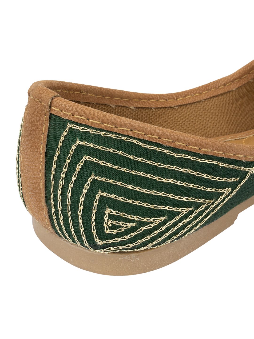 Desi Colour Women Indian Ethnic Footwear-Green Emb | Grocsy