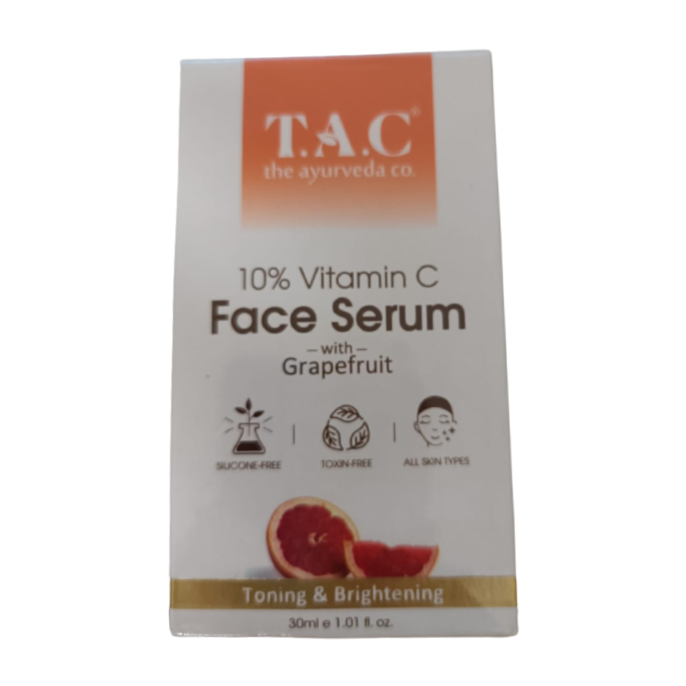 TAC - The Ayurveda Co. 10% Vitamin C Face Serum for Toning, Brightening & Glowing Skin For Women & Men | Grocsy