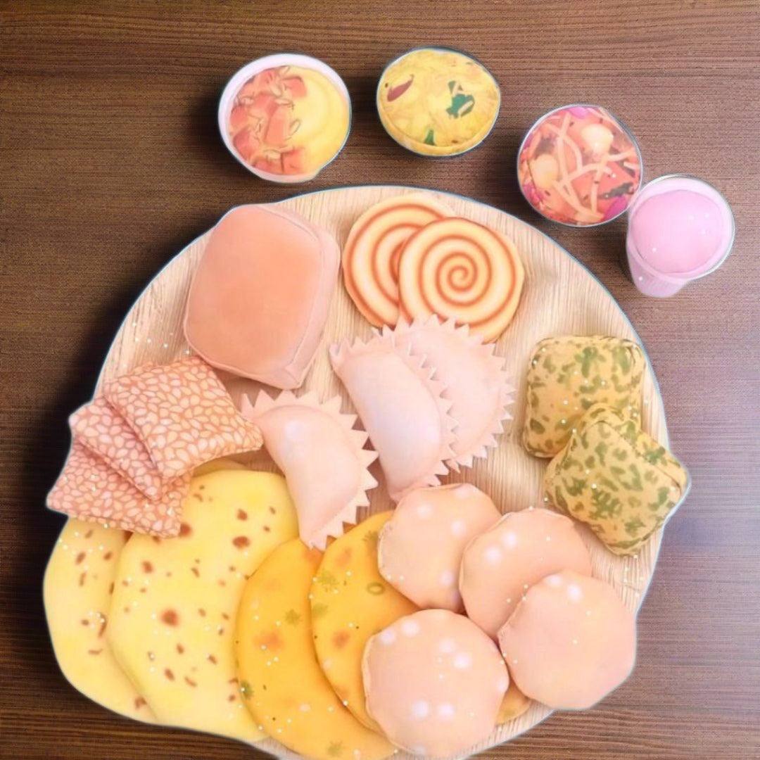The Small Wonderland Maratha Samrat Thali -Maharashtrian food Inspired pretend Fabric Toys | Grocsy
