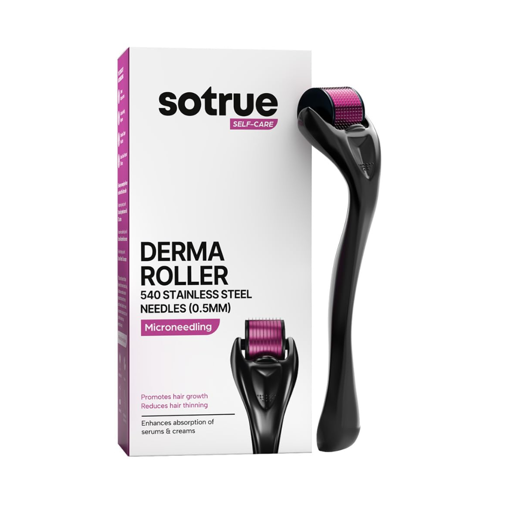 Sotrue Derma Roller For Hair Growth 0.5 mm with 540 Stainless Steel Needles - Repairs Damaged Hair, Activates Hair Follicles | Grocsy