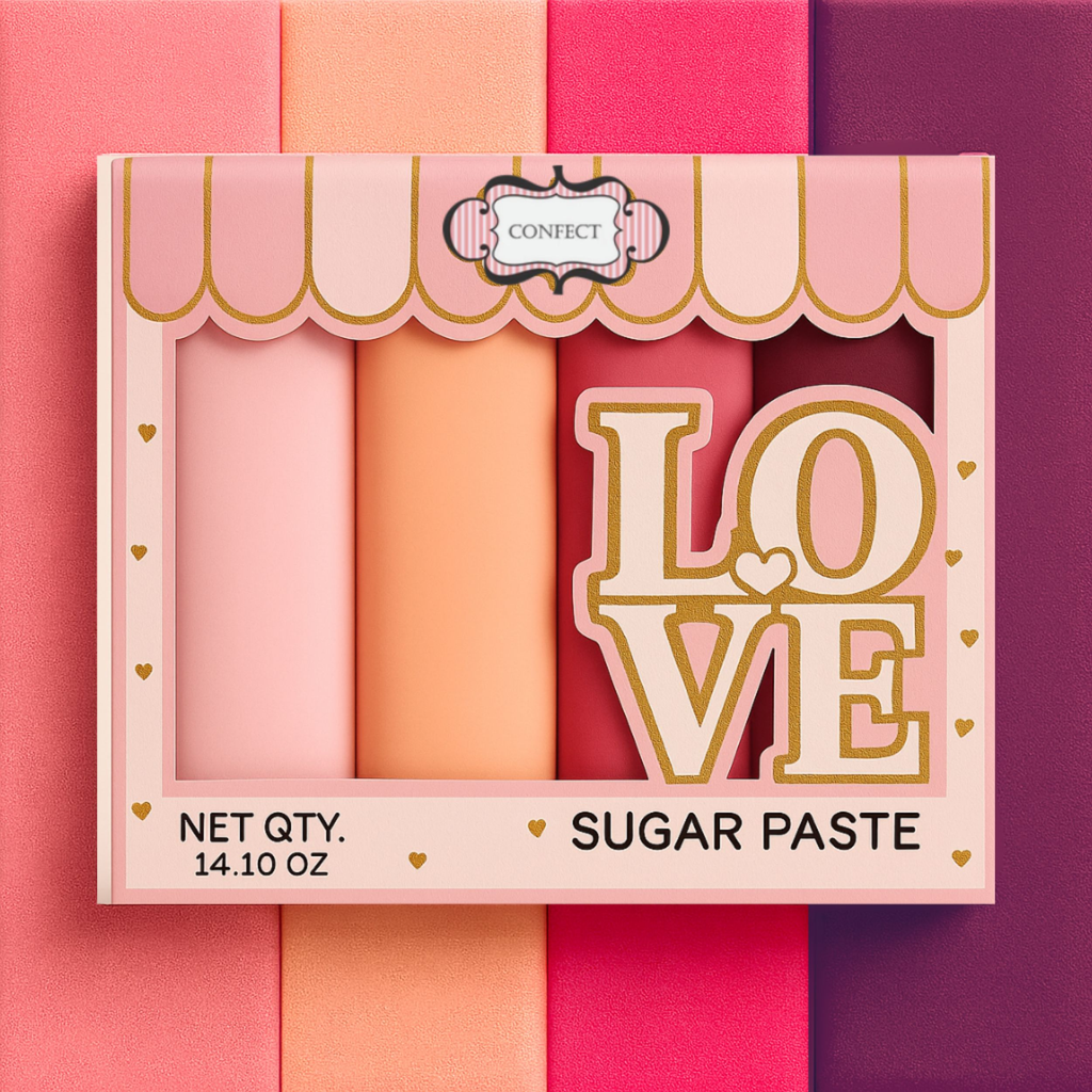 Confect Multipack of Blush Pink, Peach, Neon Pink and Fuchsia Pink Sugarpaste 21 | Grocsy
