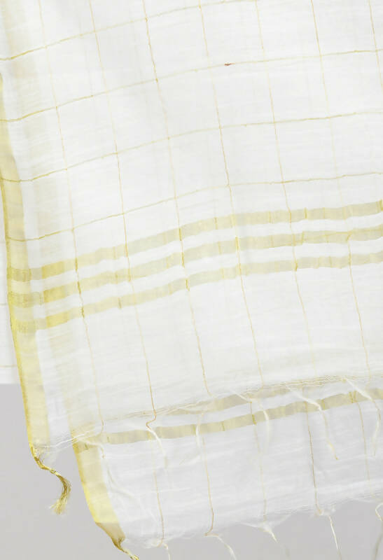 Mominos Fashion Moeza Women's Cotton Zari Box White Dupatta | Grocsy