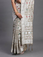 Shree Shyam Fashion Linen Cotton Beige Saree | Grocsy