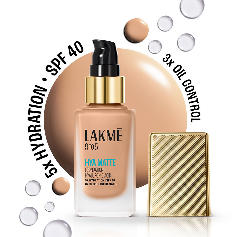 Lakme 9to5 Hya Matte Foundation + Hyaluronic Acid - Warm Natural | Grocsy