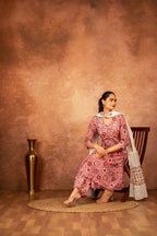 Joban Fashion Pink Hand Block Printed Cotton Suit Set | Grocsy