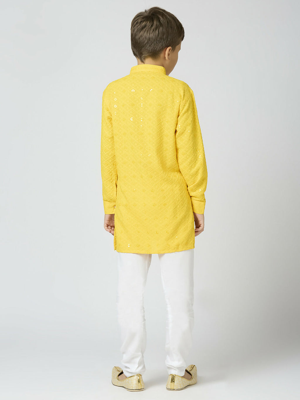 Joban Fashion Kids Island Full Sleeves Cotton Kurta and Pyjama Set with Sequin work - Yellow | Grocsy