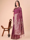 Shree Shyam Fashion Lichi Silk Purple Saree | Grocsy