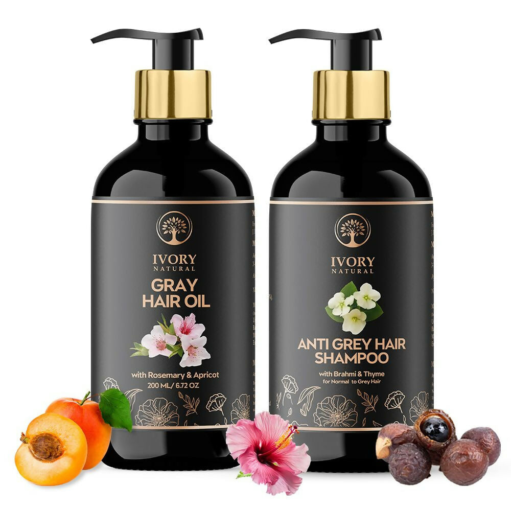 Ivory Natural Grey Combo For Hair - Natural Solution For Greys, Restore Natural Black And Shine Of Hair | Grocsy
