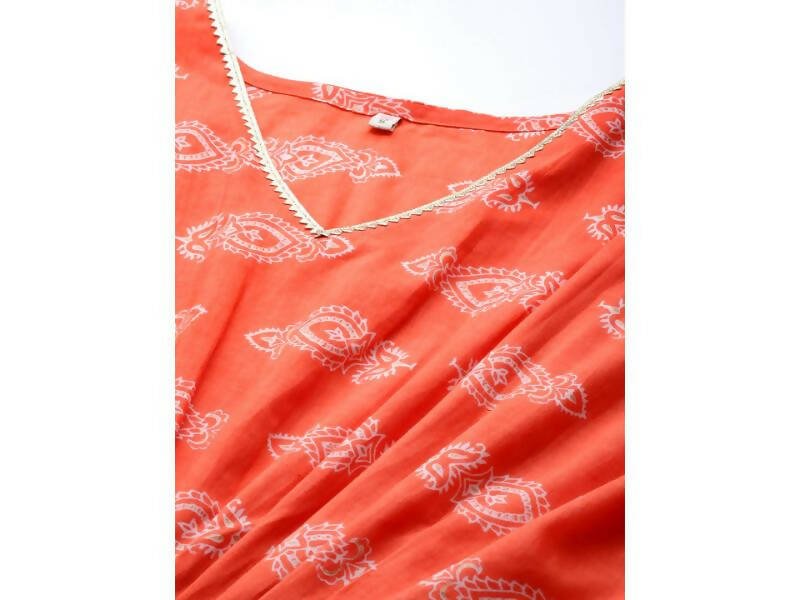 Ahalyaa Women's Traditional wear Kurta Set - Rust | Grocsy