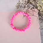 NVR Men & Women Pink Marble Crystal Beaded Elasticated Bracelet