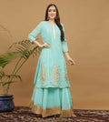 Joban Fashion Turquoise Georgette Lehenga Set | Grocsy