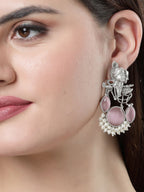NVR Women's Silver-Plated Artificial Stones and Beads Radha Krishna Drop Earrings | Grocsy