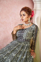 Everywhere Designer Black Dola Silk Gown With Dupatta - Anbazaar | Grocsy