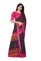 Vamika Navy Blue Linen Zari Border Saree | Grocsy