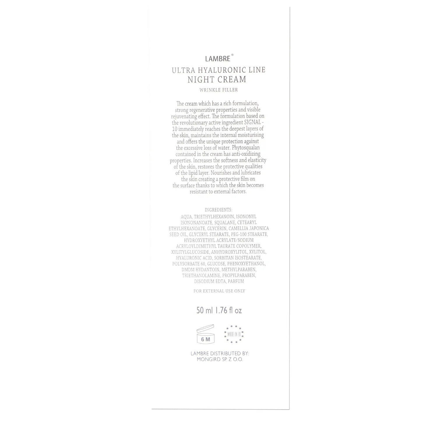 Lambre Ultra Hyaluronic Line Night Cream Wrinkle Filler | Grocsy