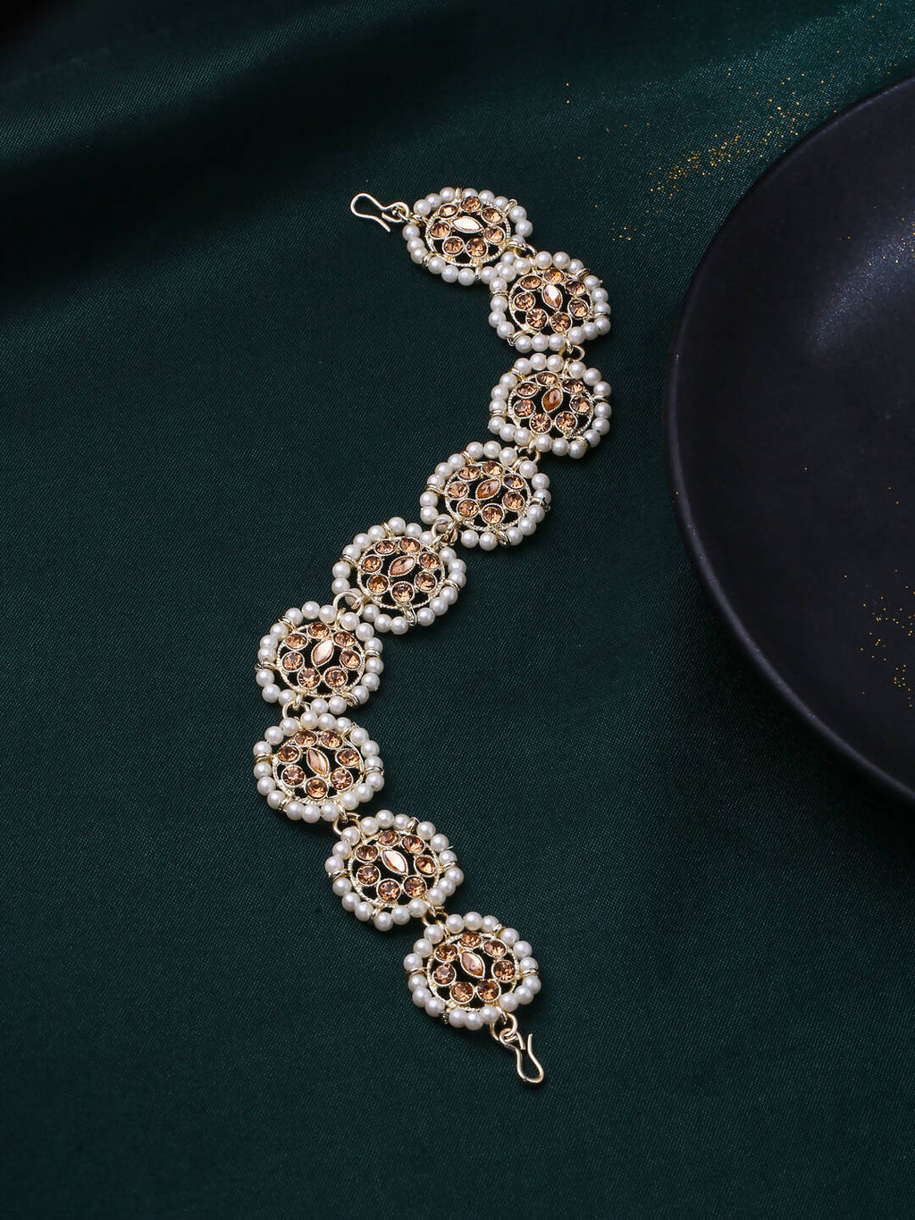 NVR Women's Gold-Polished Traditional Trending Matha Patti | Grocsy