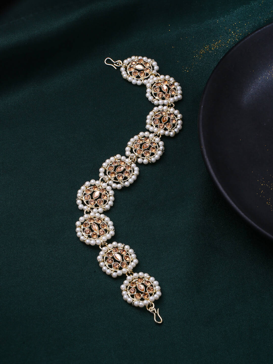 NVR Women's Gold-Polished Traditional Trending Matha Patti | Grocsy
