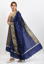 Mominos Fashion Moeza Women's Banarsi Silk Woven Design Navy Blue Dupatta | Grocsy