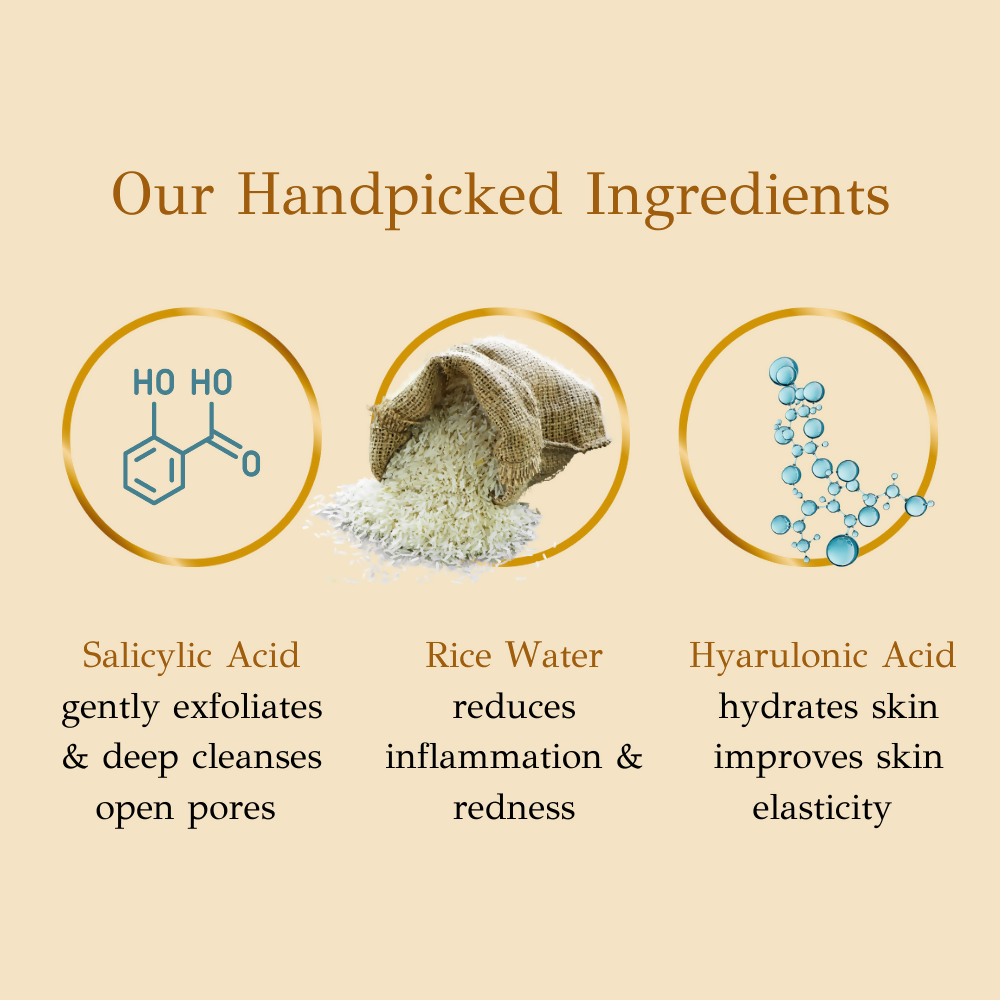 dBasic Salicylic Acid Face Wash with Rice Water For Acne Prone Skin, Cleanses Pores & Excess Oil | Grocsy