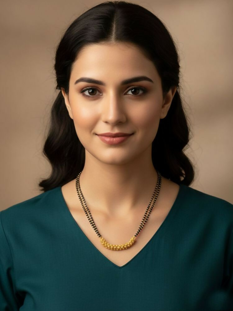 NVR Women Gold Plated Black Beaded Mangalsutra | Grocsy