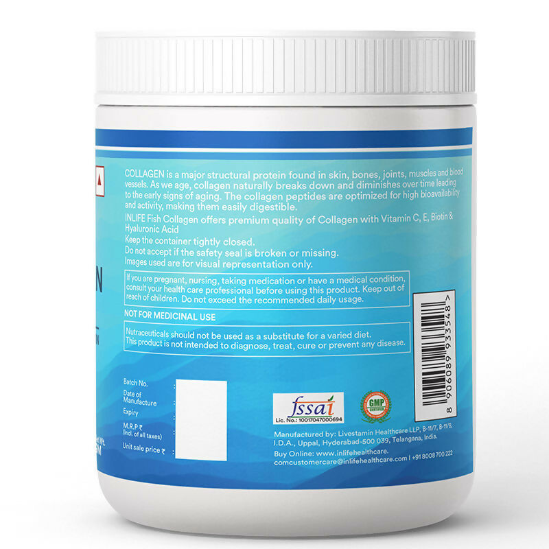 Inlife Hydrolyzed Fish Collagen Peptides Powder - Watermelon | Grocsy