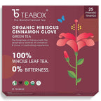 Teabox Organic Hibiscus Cinnamon Clove Green Tea Bags | Grocsy