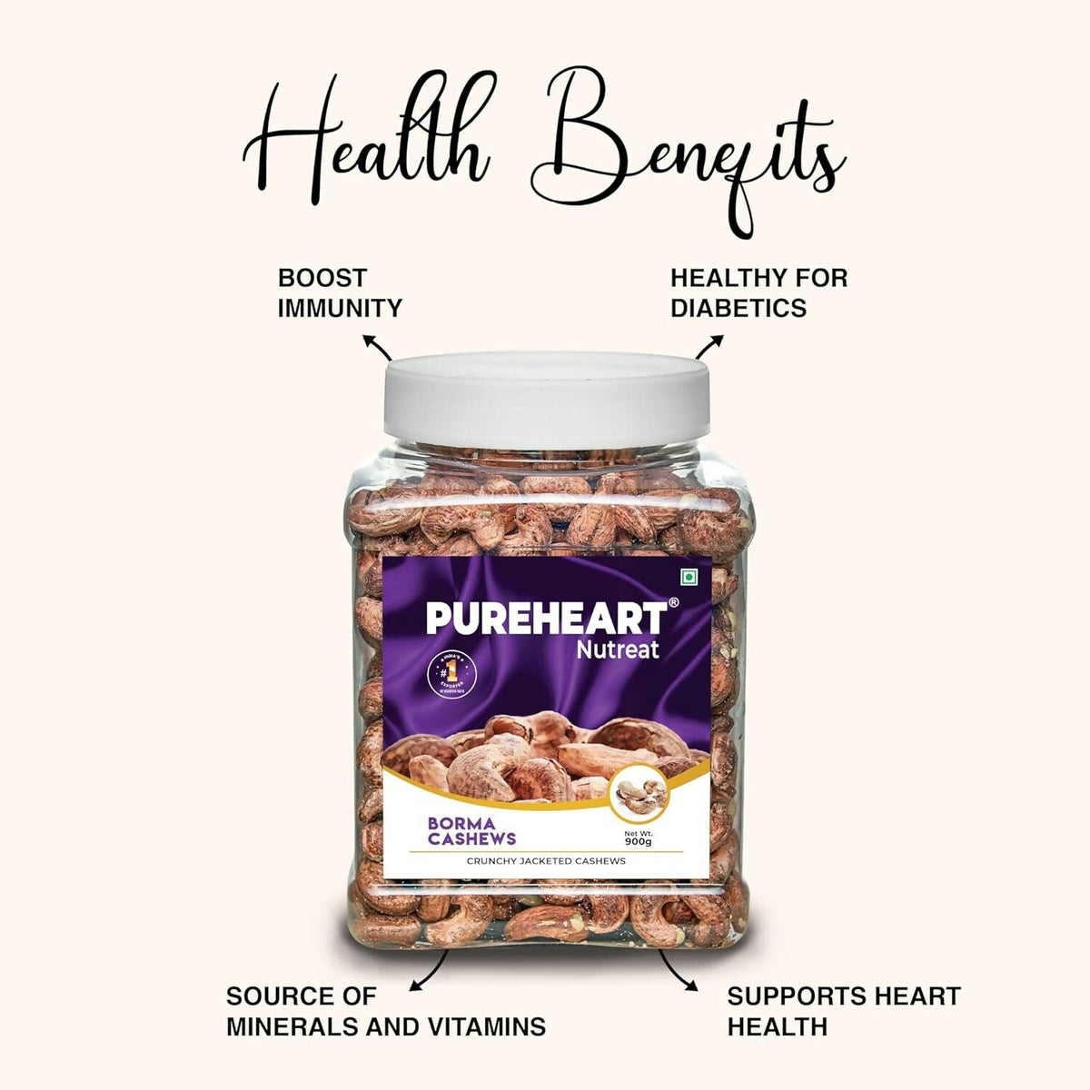 Pureheart Nutreat Borma Cashews | Grocsy