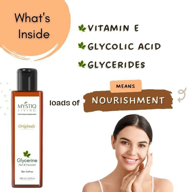 Mystiq Living Glycerine Pure And Unscented Liquid Gel 100% Organic For Face,Skin Care & Hair | Grocsy