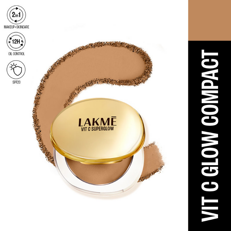 Lakme Vitamin C Superglow Skin Perfecting Compact with 1 % Vit C - Walnut | Grocsy