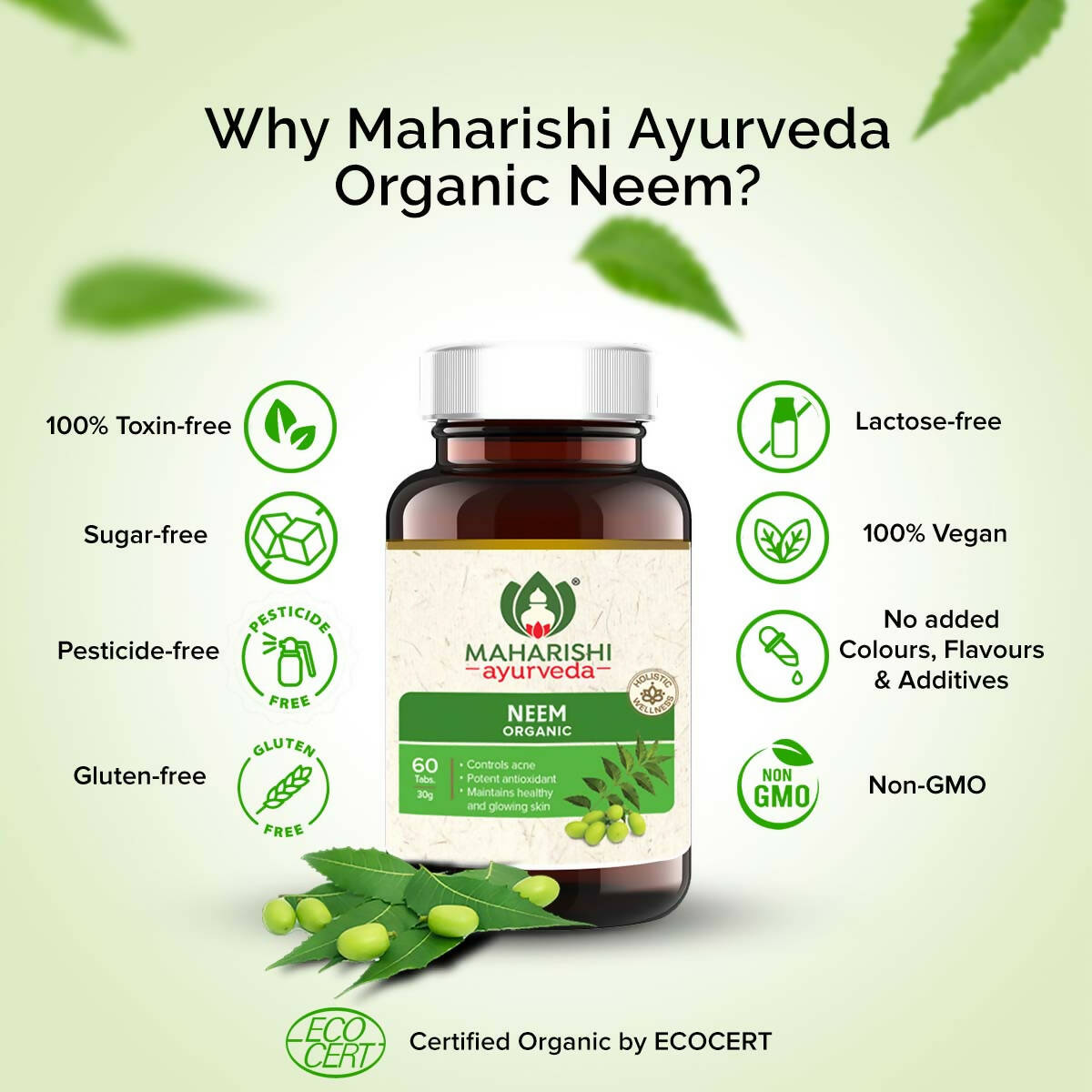 Maharishi Ayurveda Organic Neem Tablets | Grocsy