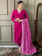 Partywear Designer Viscose Lemon Stitched Suit With Dupatta - Tanisha | Grocsy