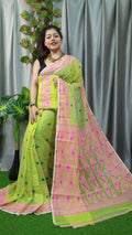 Exclusive Collection Green Beautiful Jamdani Collection Saree | Grocsy