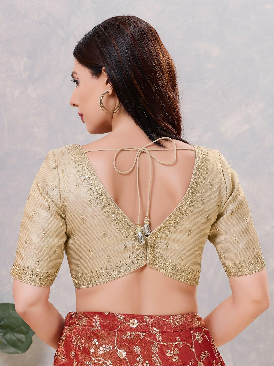 Joban Fashion Women Silk Light-Gold Stitched Blouse | Grocsy