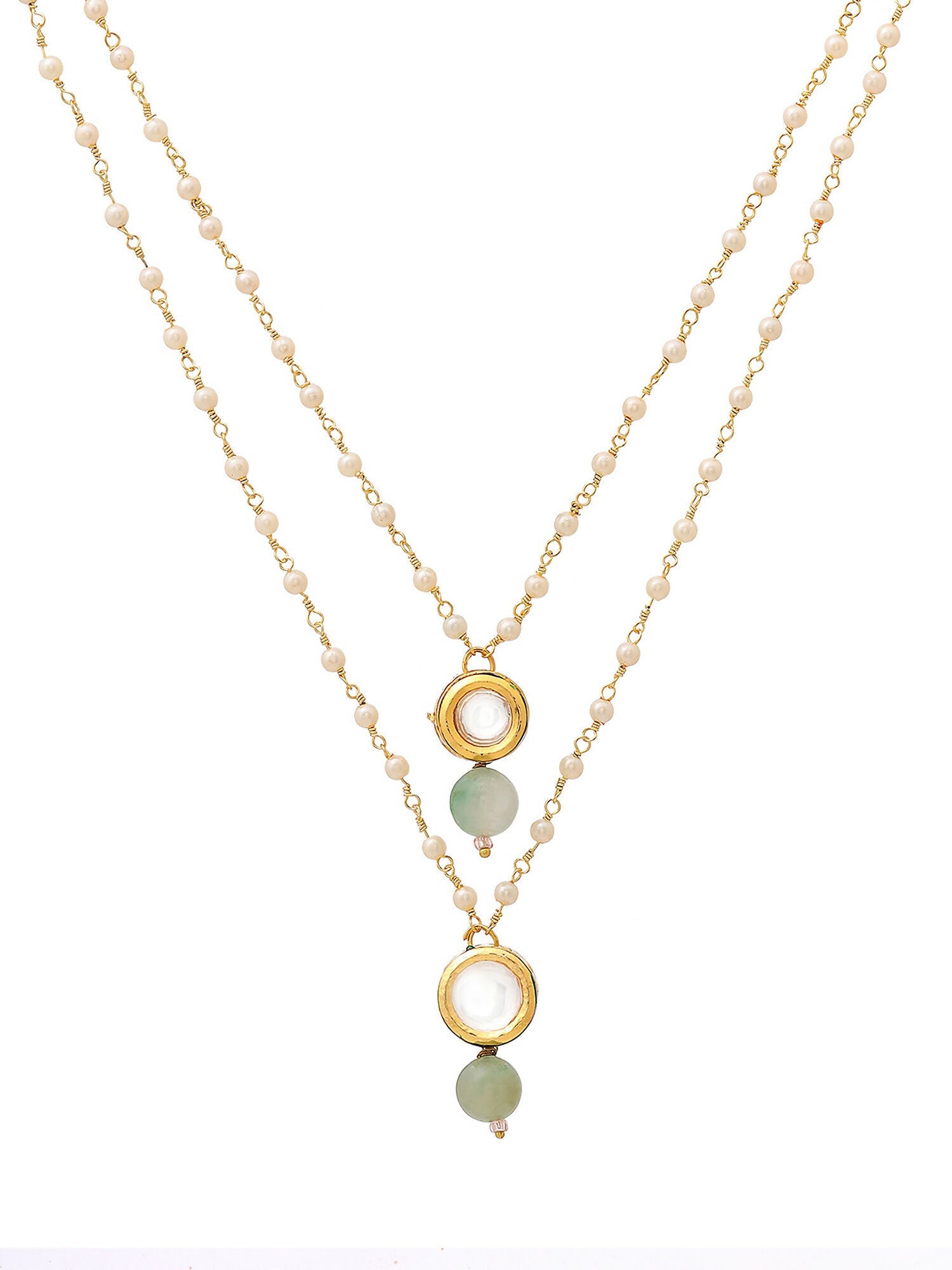 Ruby Raang Green Aventurine & Kundan Necklace | Grocsy