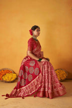 Joban Fashion Kashmiri Silk Zari Border Red Work Saree | Grocsy