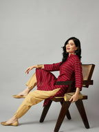 Red Poly Cotton Texture Straight Kurta - Sabella | Grocsy