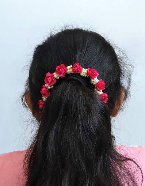Pink Moti Style Hair Gajra | Grocsy