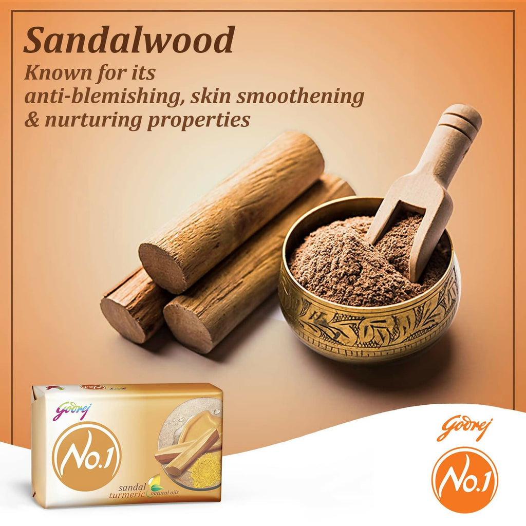 Godrej No.1 Sandal and Turmeric Soap Long-Lasting Fragrance | Grocsy