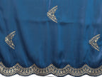Vastranavya Blue Embroidery Work Shimmer Chiffon Saree with Unstitched Blouse | Grocsy